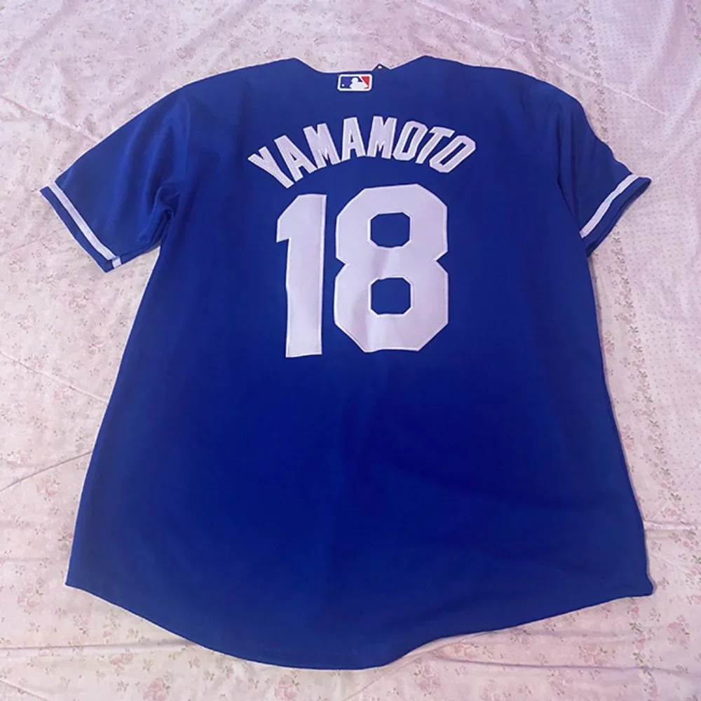 MLB Blue Los Angeles Dodgers Baseball Jersey 18# Yoshinobu Yamamoto Jersey - Picture 8 of 10